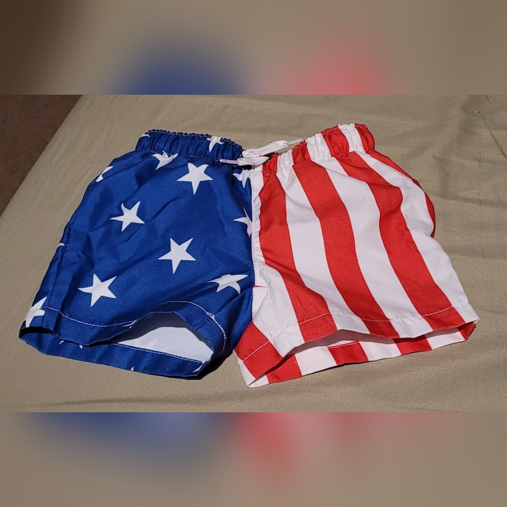 American Flag swim trunks 3-6 months